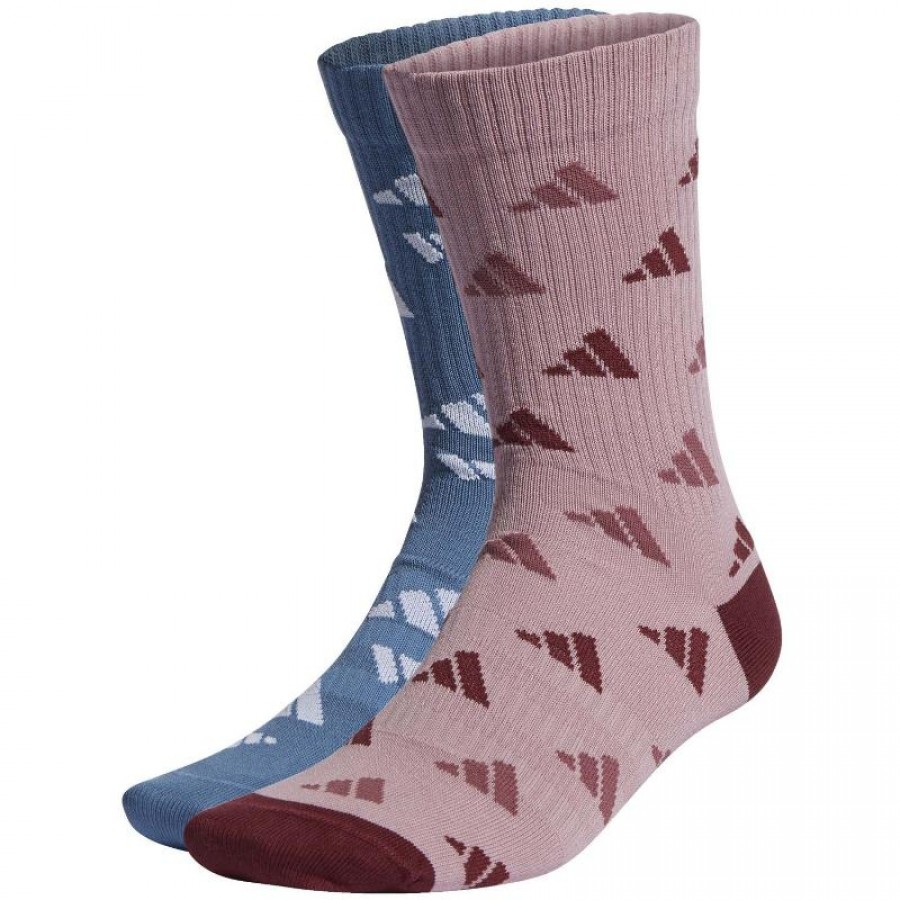 Calzini Adidas Crew AOP Blue Mauve 2 paia