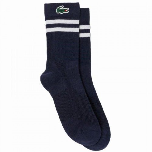 Calzini Lacoste Sport High Cut Bianco Navy 1 Paio