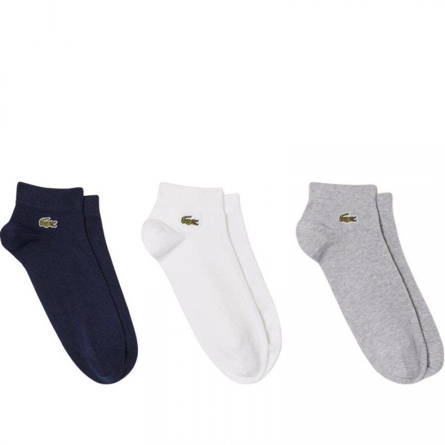 Lacoste Sport Calzini Bassi Blu Marino Nero Bianco 3 Paia  Offerta + Economico