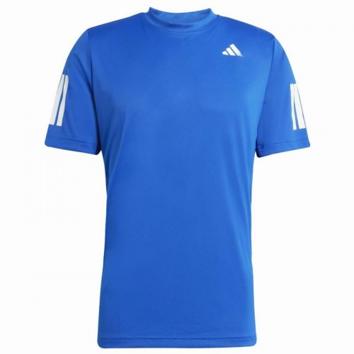 Adidas Club 3 Stripes Blu Reale Maglietta Bianca