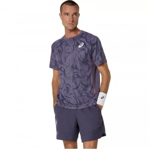 Camiseta Asics Game SS Top Gris Purpura
