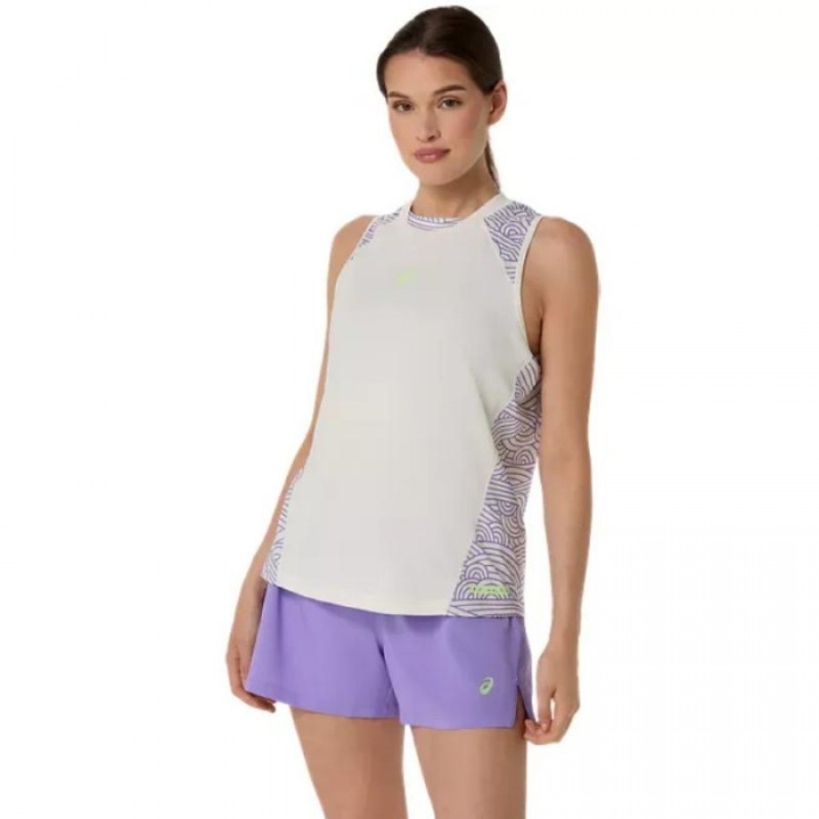 T-shirt femminile Asics Padel Court Cream Cream Purple