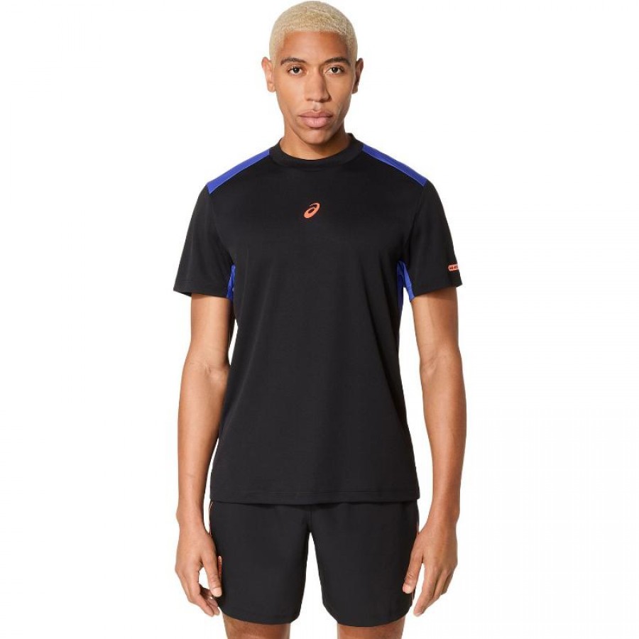 T-shirt Asics Padel Court SS Top Nero Blu Cobalto