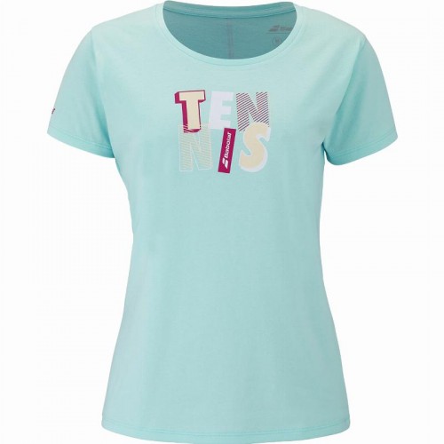 Camiseta Babolat Esercizio Messaggio Azul Claro Mujer