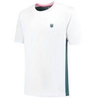 Kswiss Hypercourt Mix Melange Crew T-Shirt Bianco Verde Petrolio