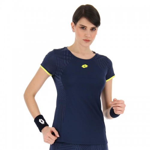 T-shirt Lotto Superfast V Denim Giallo Scuro Acid Donna
