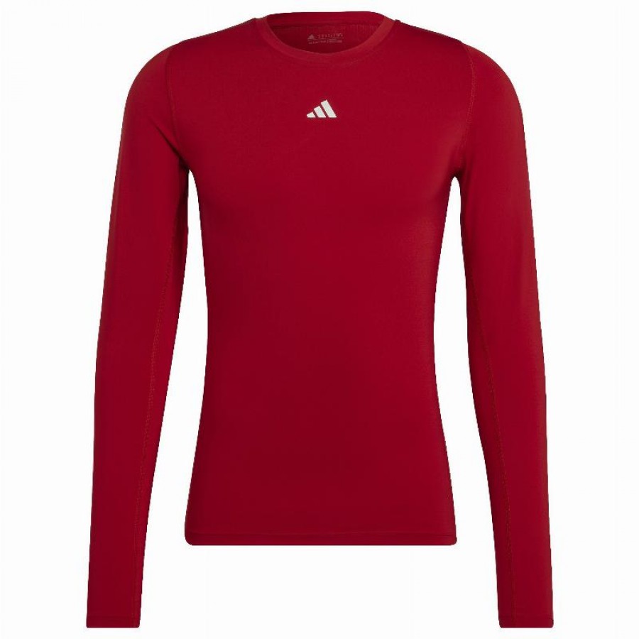 Adidas Techfit Maglietta Manica Lunga Rosso