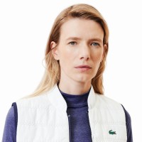 Lacoste Slim Fit Blu Navy Bianco Gilet Donna  Offerta + Economico