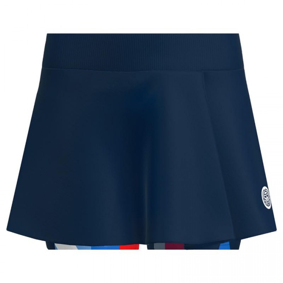 Badu Bidi Gonna New York Stampato Ondulato Blu Scuro Rosso  Offerta + Economico
