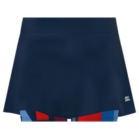 Badu Bidi Gonna New York Stampato Ondulato Blu Scuro Rosso  Offerta + Economico