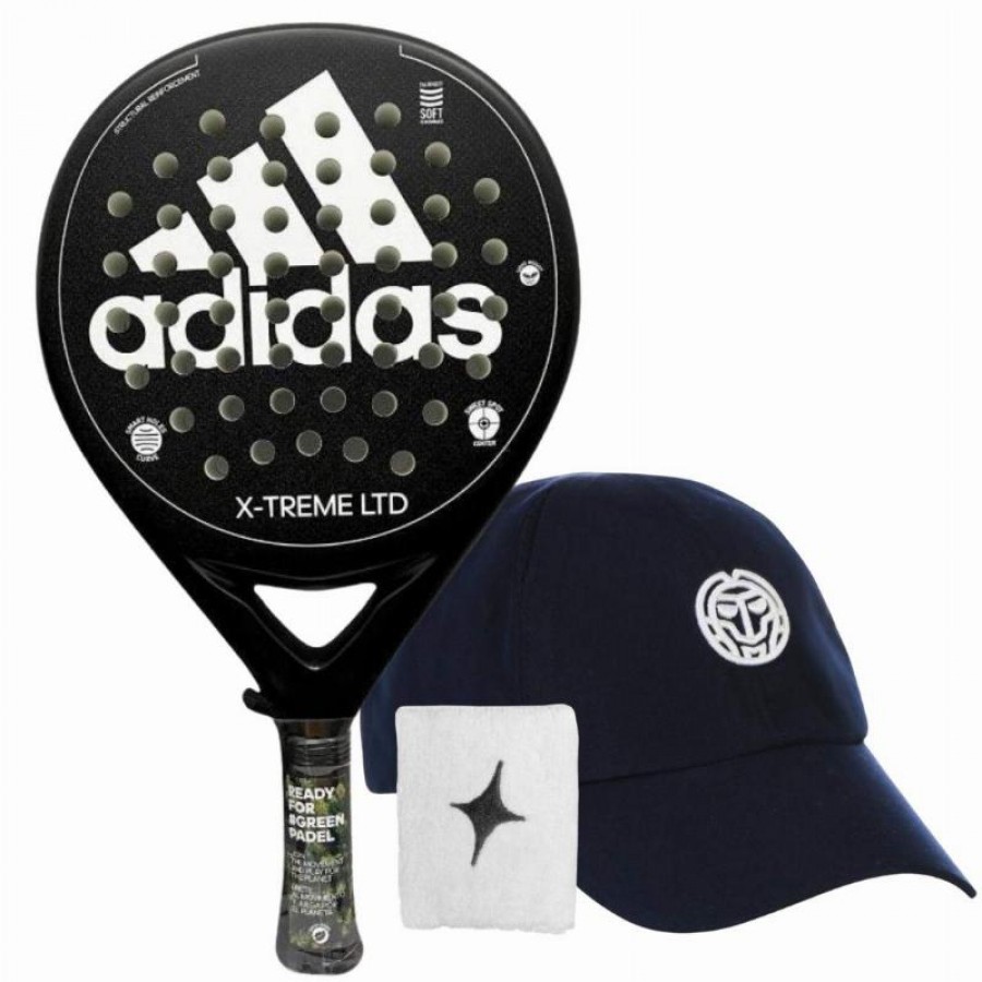 Pack Adidas X-Treme Nero Bianco Racchetta con Cappellino e Polsino   Offerta + Economico