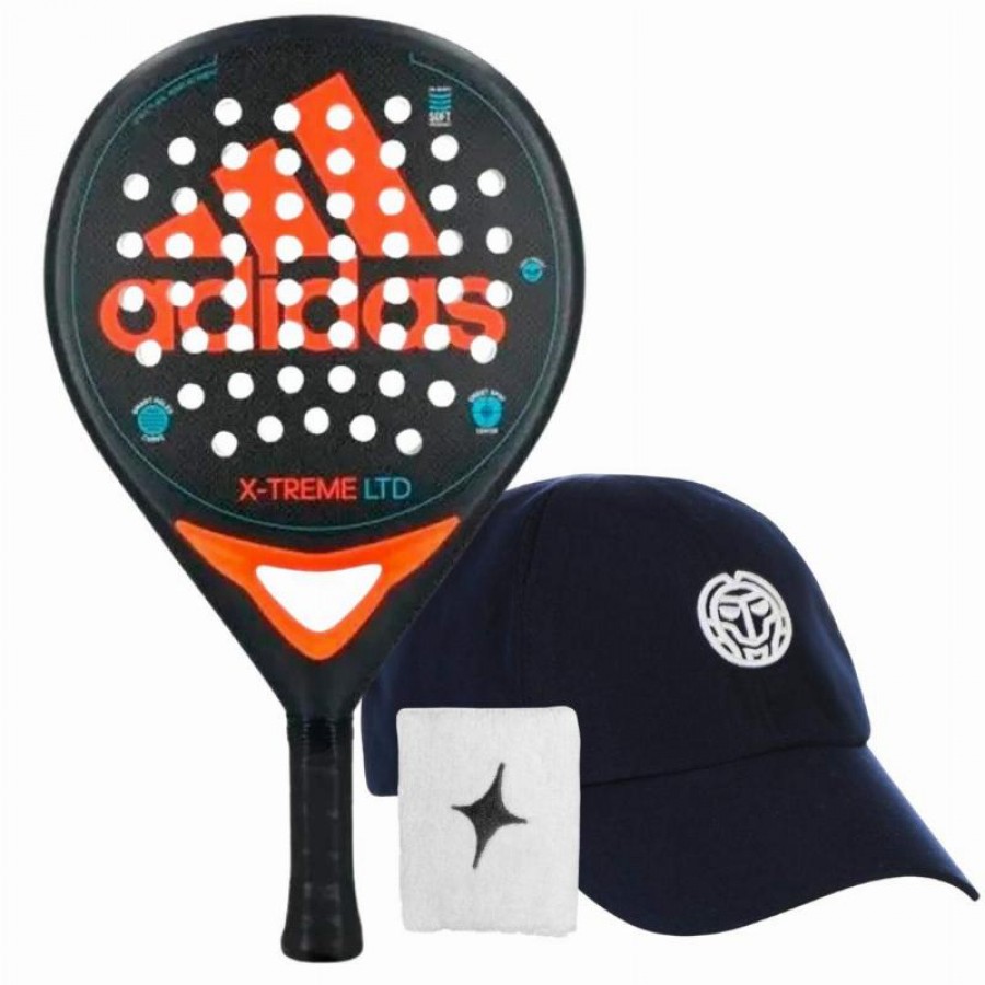 Adidas X-Treme Nero Arancione Pacchetto Racchette con Cappellino e Polsino   Offerta + Economico