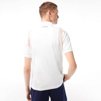 Lacoste Polo in Poliestere Riciclato Bianco Arancio  Offerta + Economico