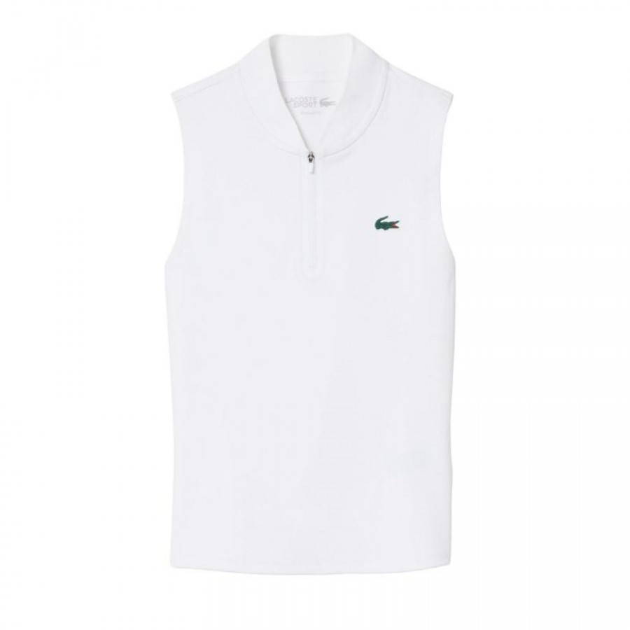 Polo Lacoste Blanco Mujer Ultra Dry Senza maniche
