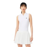 Polo Lacoste Blanco Mujer Ultra Dry Senza maniche