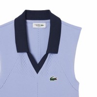 Polo Lacoste Vestibilità Aderente Violeta Azul Marino Mujer