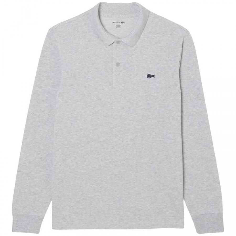 Polo Manga Larga Lacoste Regular Fit Algodon Gris Vigore
