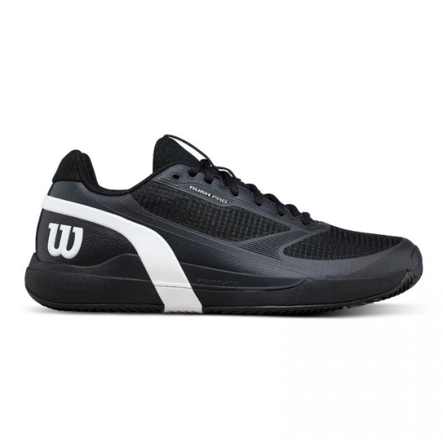 Wilson Rush Pro 5 Clay Black White Sneakers
